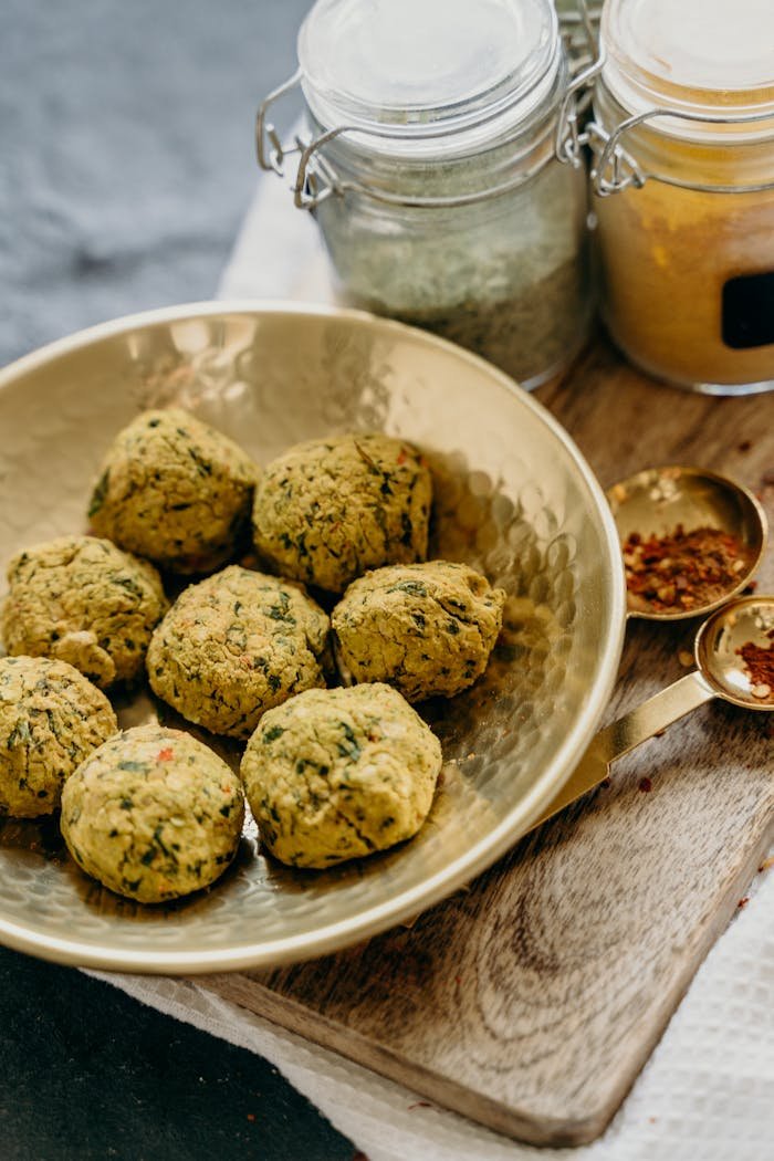 Delicious homemade falafel balls served in a rustic setting with rich spices.